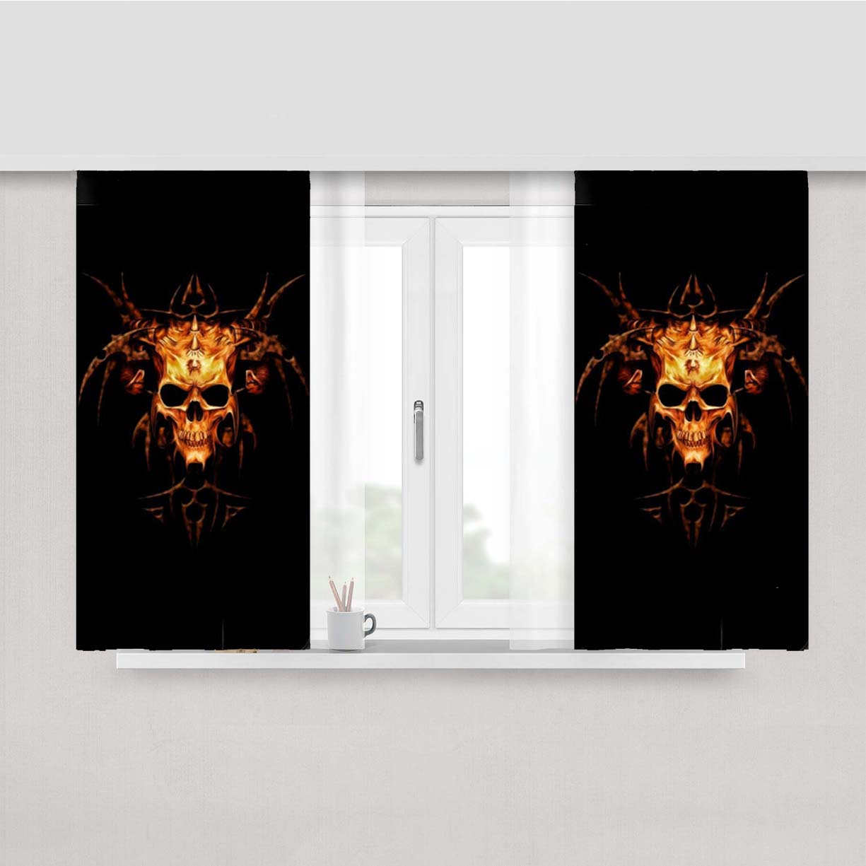 Skull Satanic Peach Skin Window Curtains