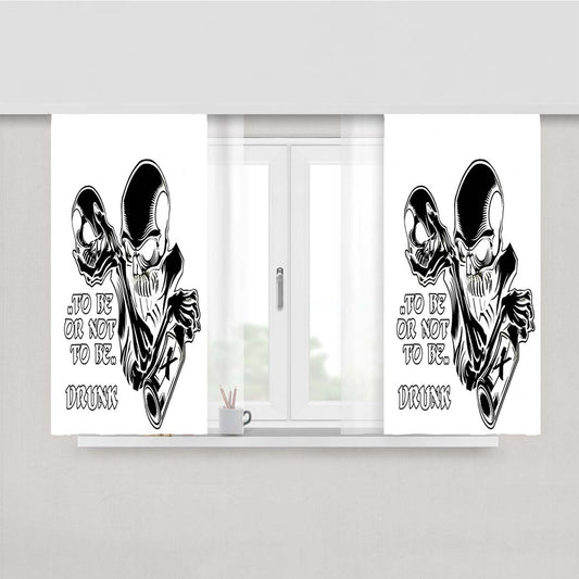 Skull To Be Or Not To Be White Peach Skin Window Curtains