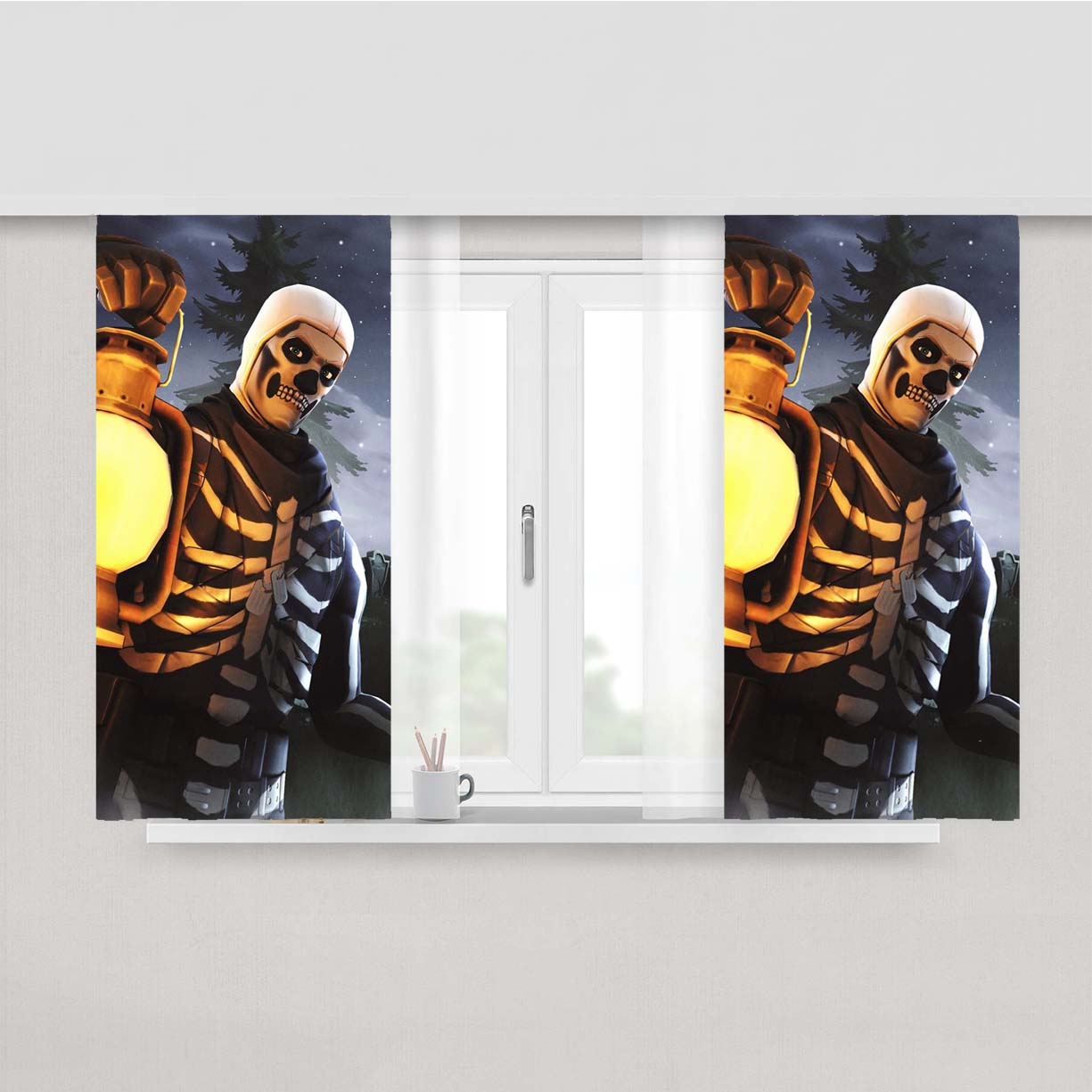 Skull Trooper Fornite Season 6 Peach Skin Window Curtains