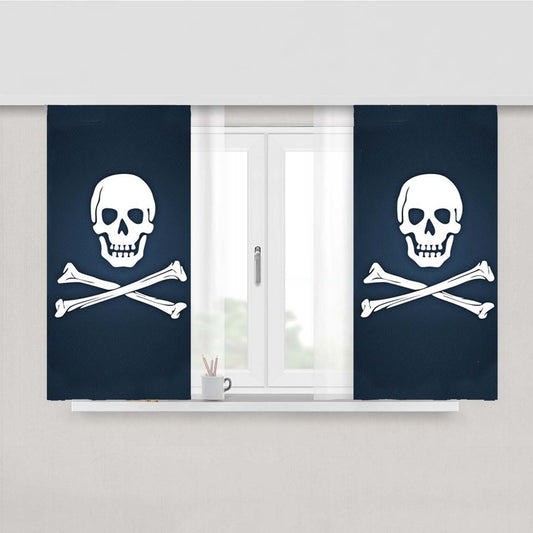 Skull White Peach Skin Window Curtains