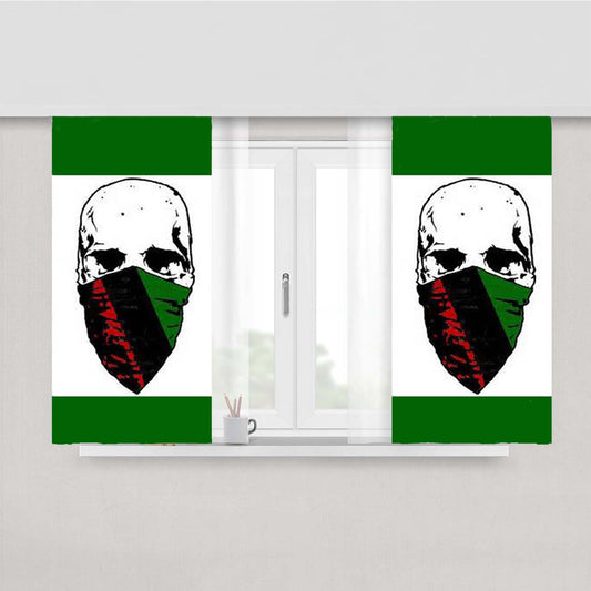 Skull With Mask Peach Skin Window Curtains