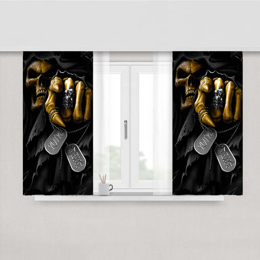 Skull You'Re Next Peach Skin Window Curtains