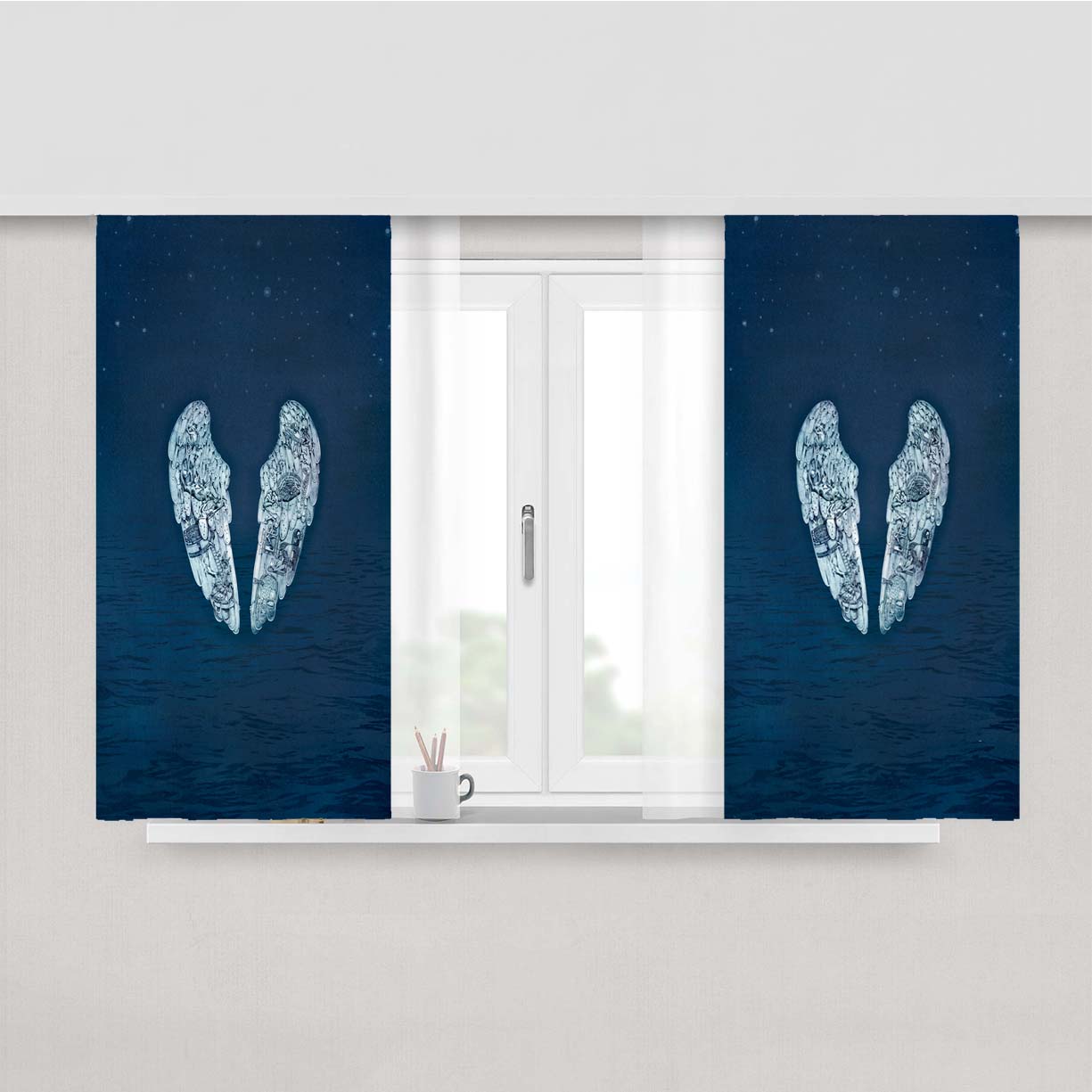 Sky Angels Calicature Peach Skin Window Curtains