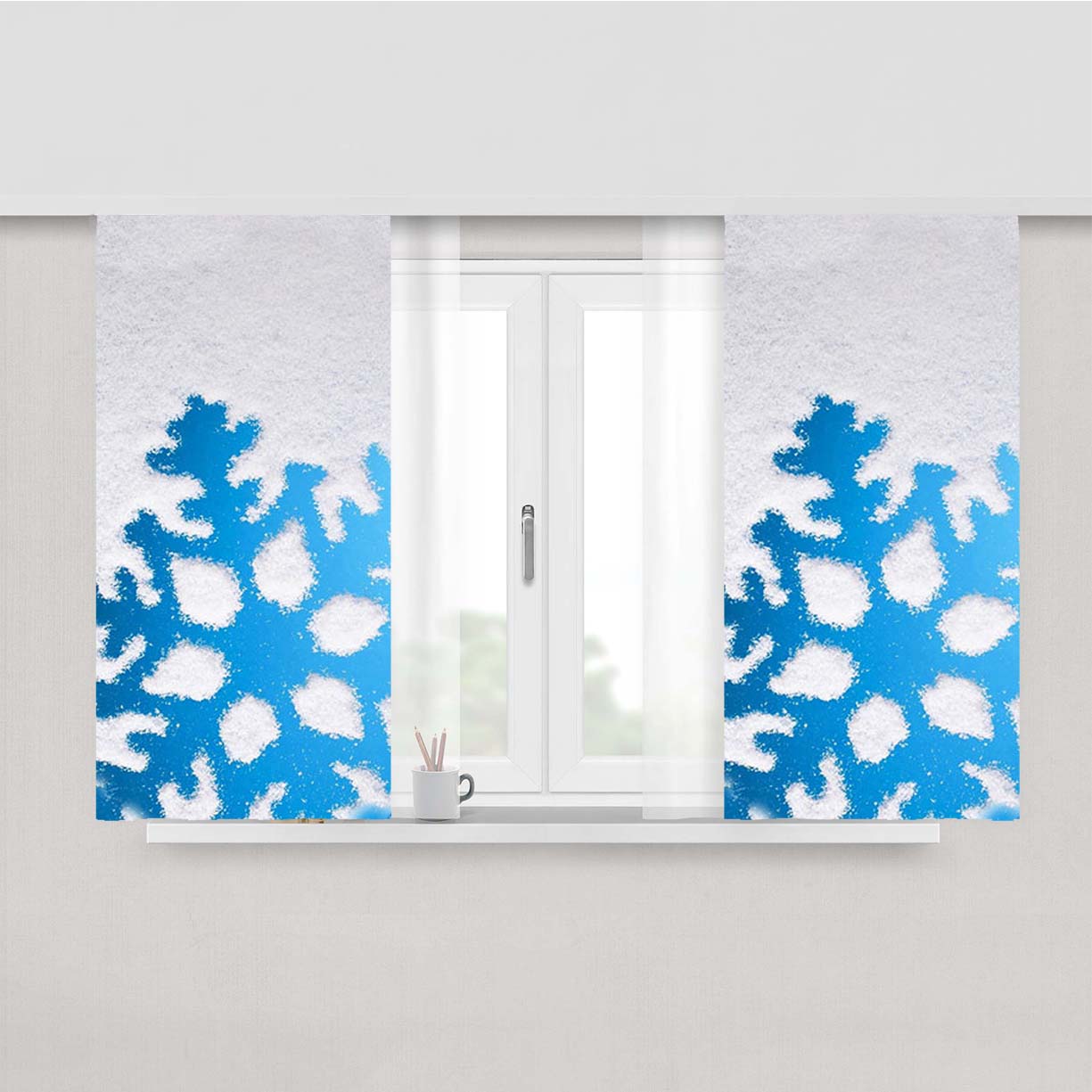 Sky Snow Peach Skin Window Curtains