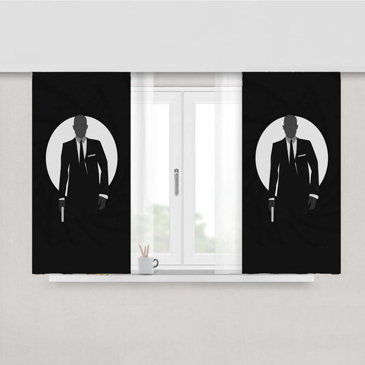 Skyfall Minimalist James Bond Peach Skin Window Curtains