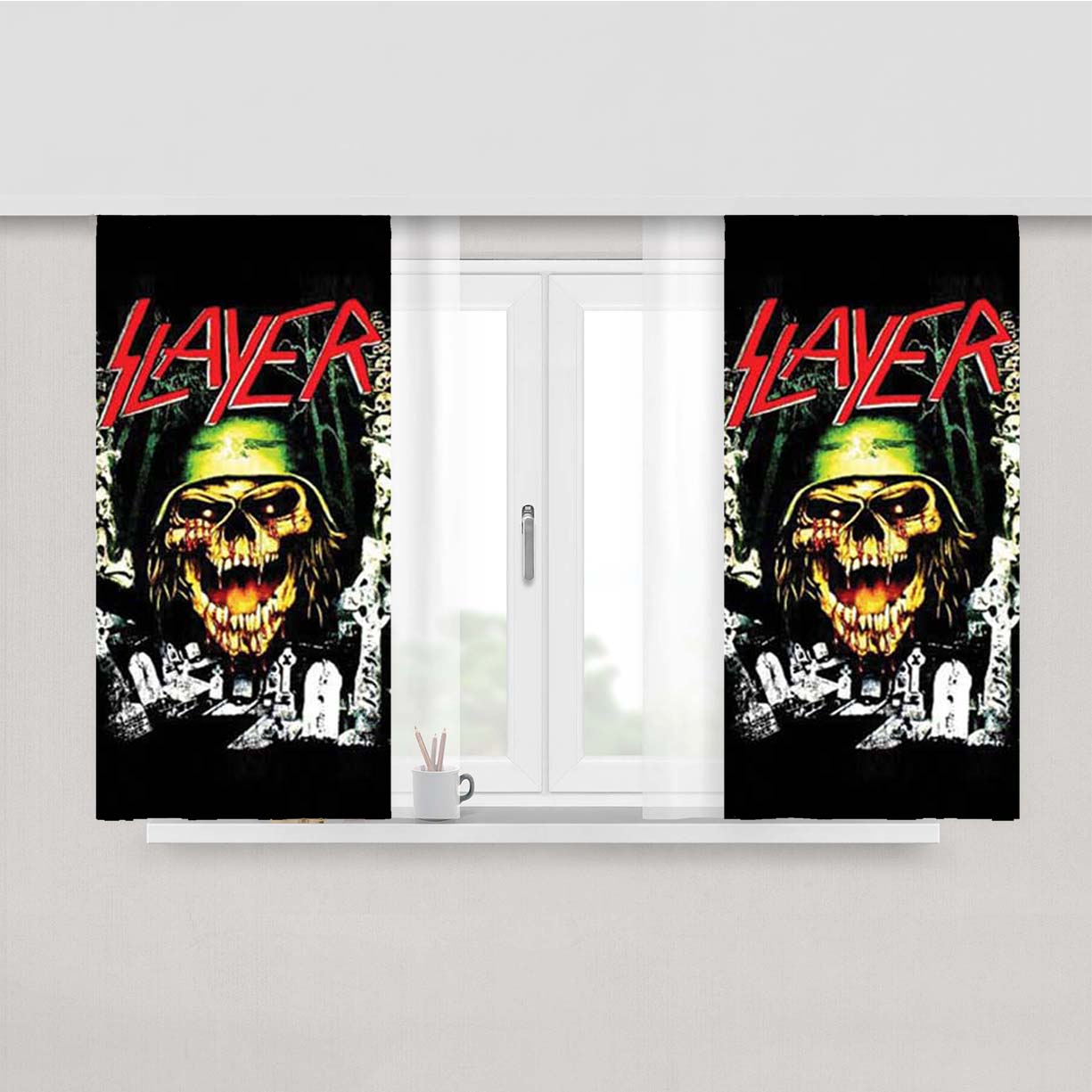 Slayer Helmet Peach Skin Window Curtains