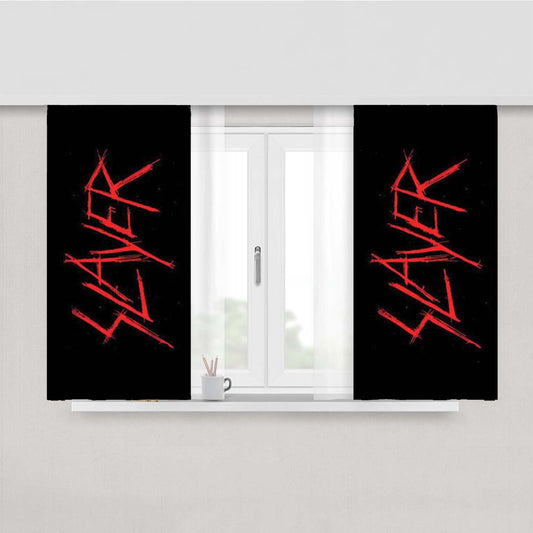 Slayer Logo Red Peach Skin Window Curtains