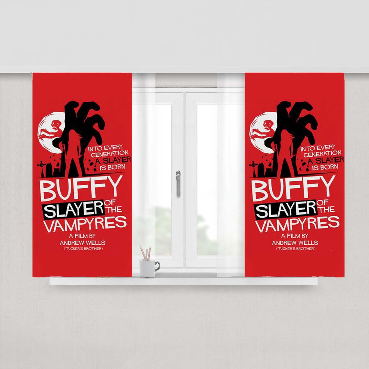 Slayer Of The Vampyres Peach Skin Window Curtains