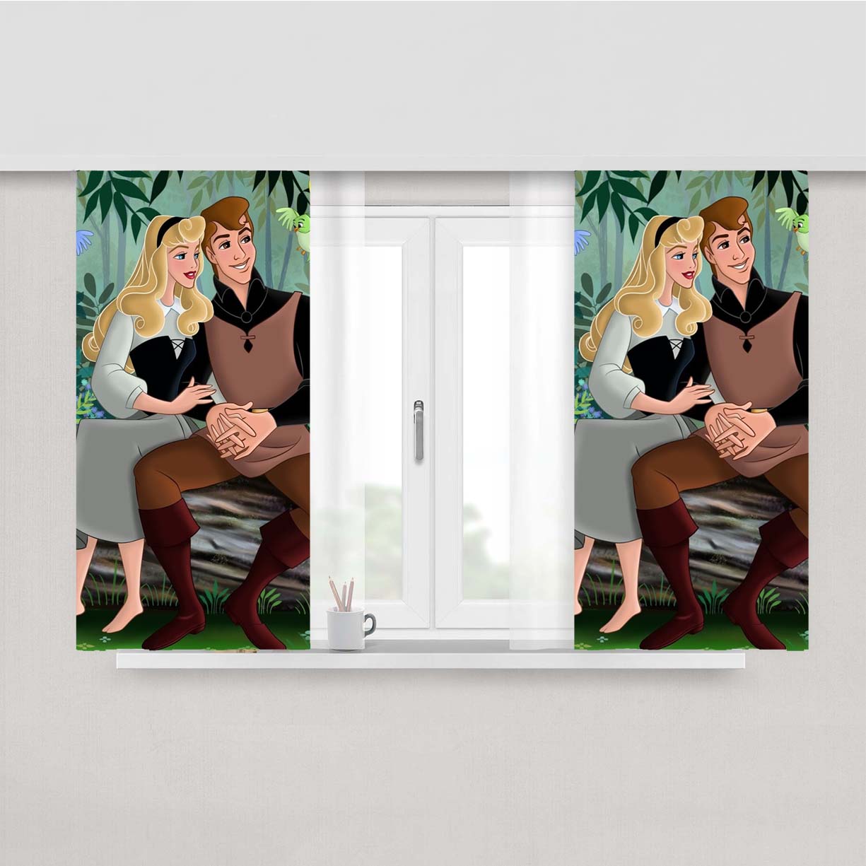 Sleeping Beauty In The Forest Peach Skin Window Curtains