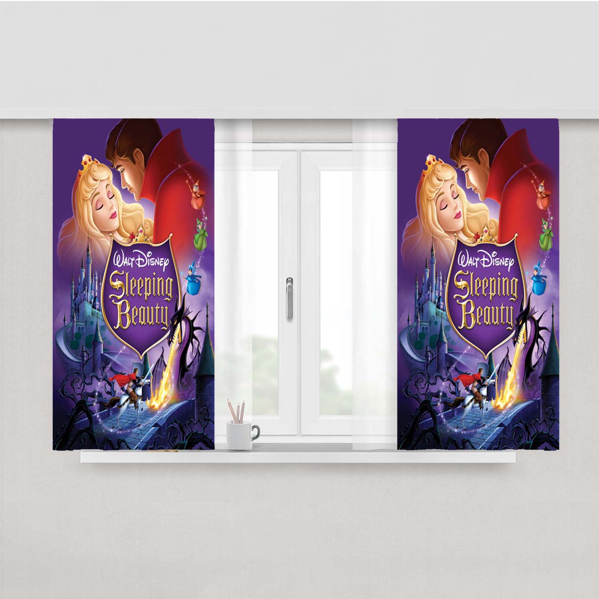 Sleeping Beauty Inspired Vintage Peach Skin Window Curtains