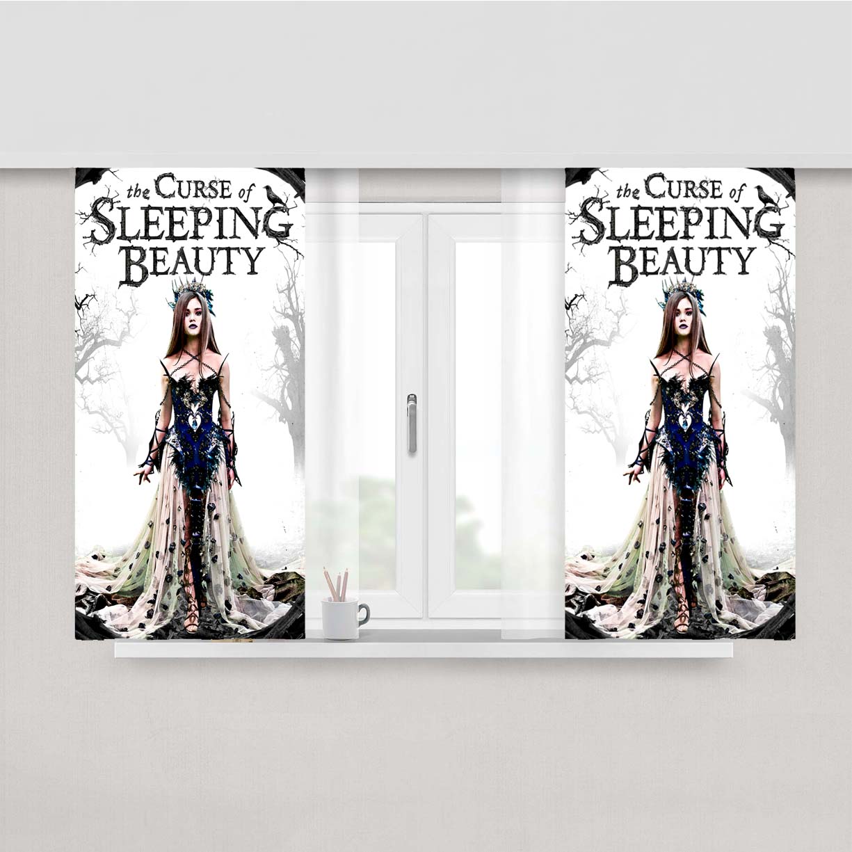 Sleeping Beauty Poster Peach Skin Window Curtains