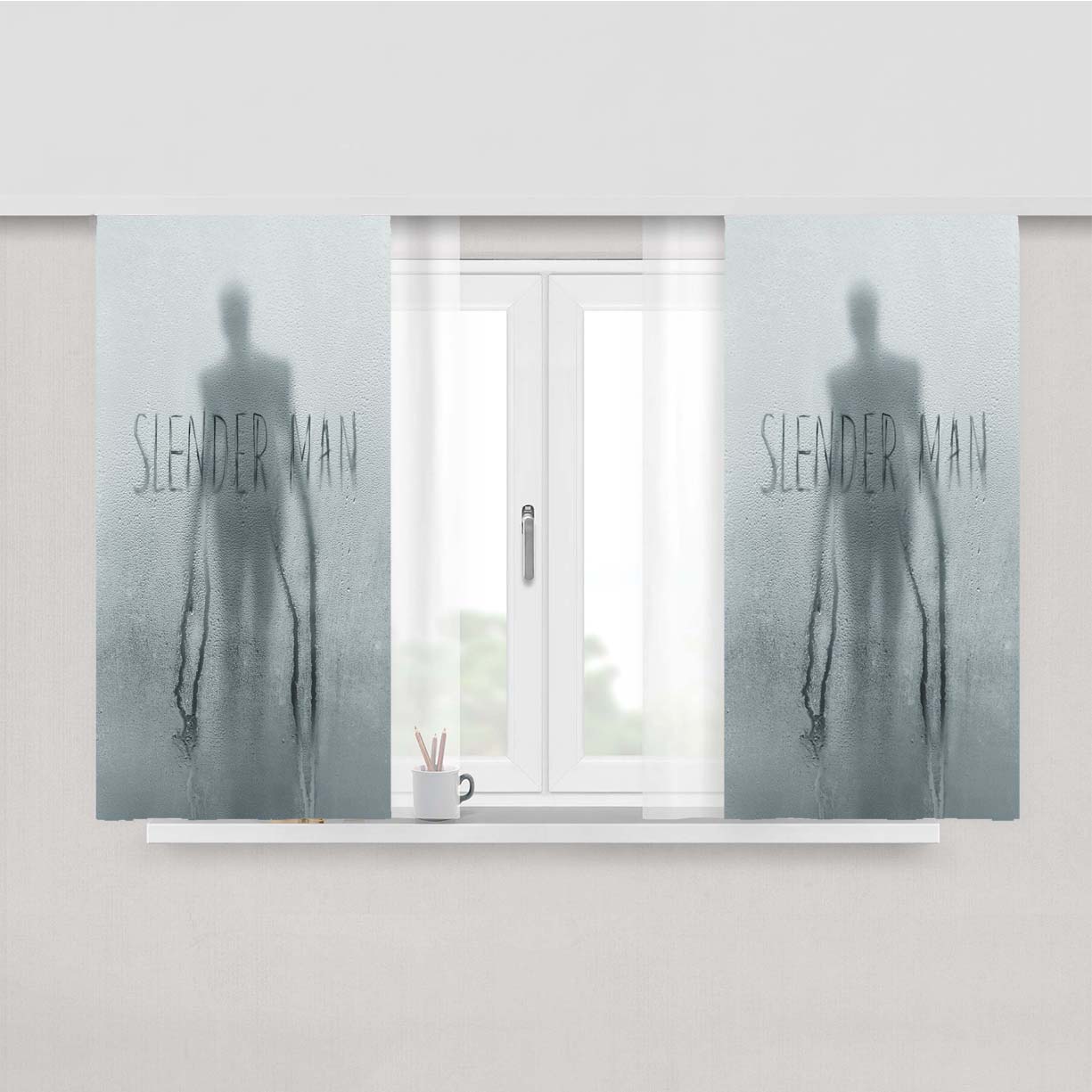 Slender Man Poster Peach Skin Window Curtains