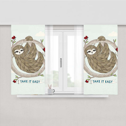 Sloth Take It Easy Peach Skin Window Curtains