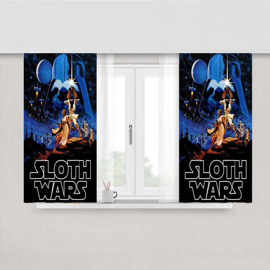 Sloth Wars Peach Skin Window Curtains