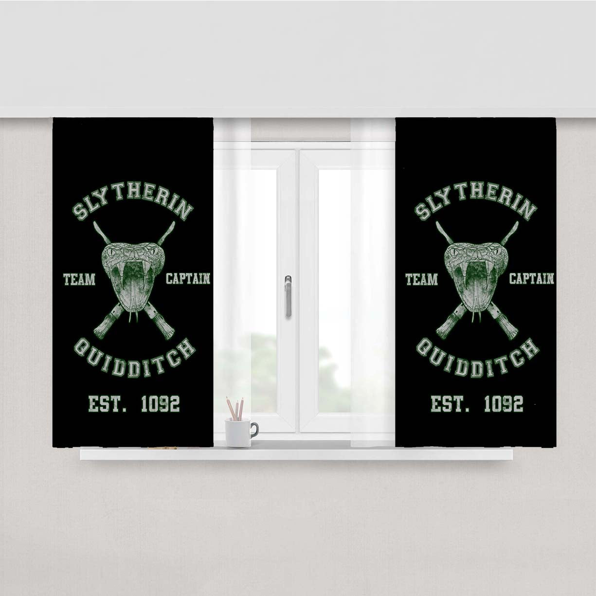 Slytherin Team Captain Quidditch Peach Skin Window Curtains
