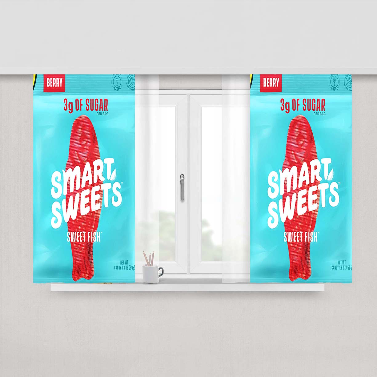 Smart Sweets Gummy Bears Fruity Sweet Fish Peach Skin Window Curtains
