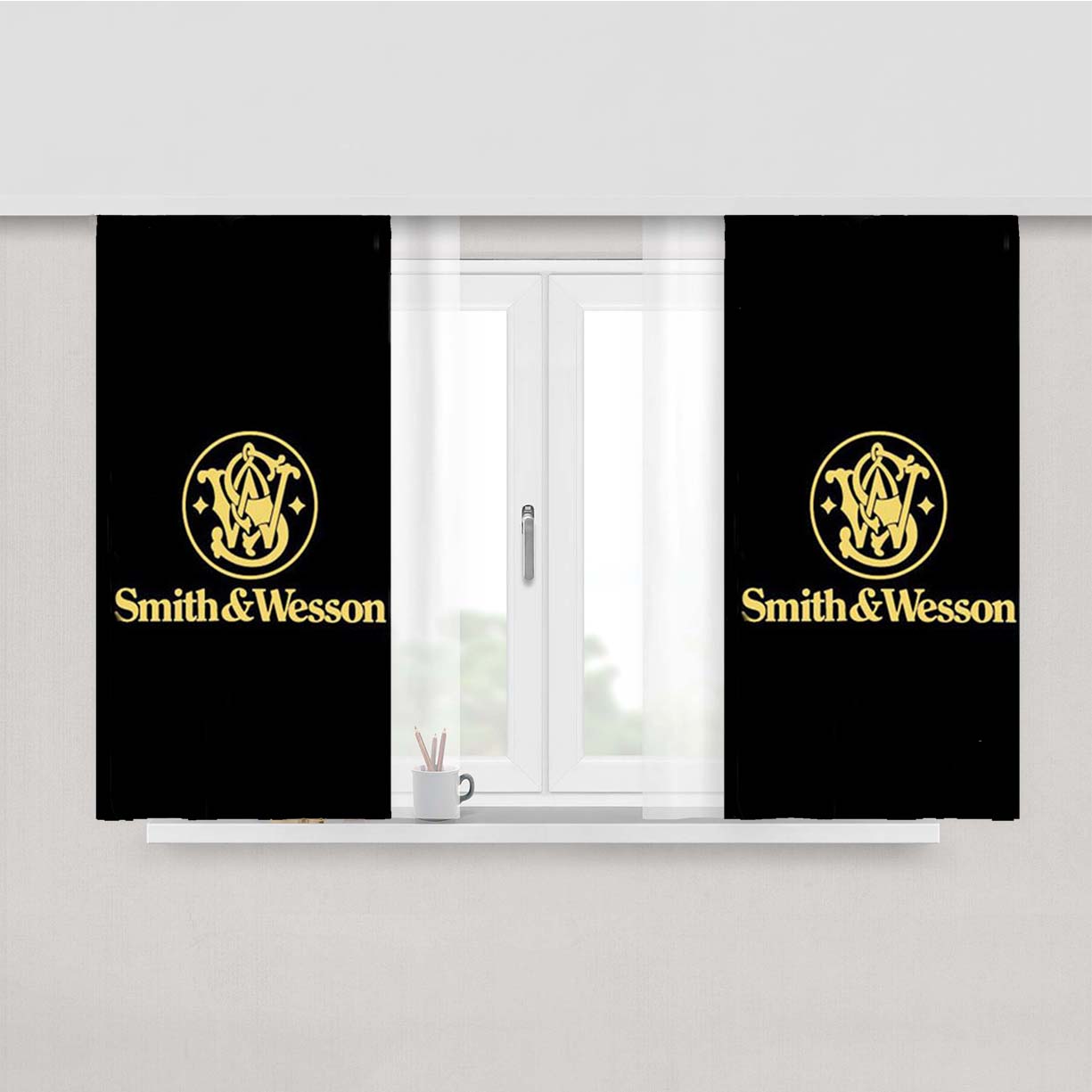 Smith And Wesson Icon Peach Skin Window Curtains