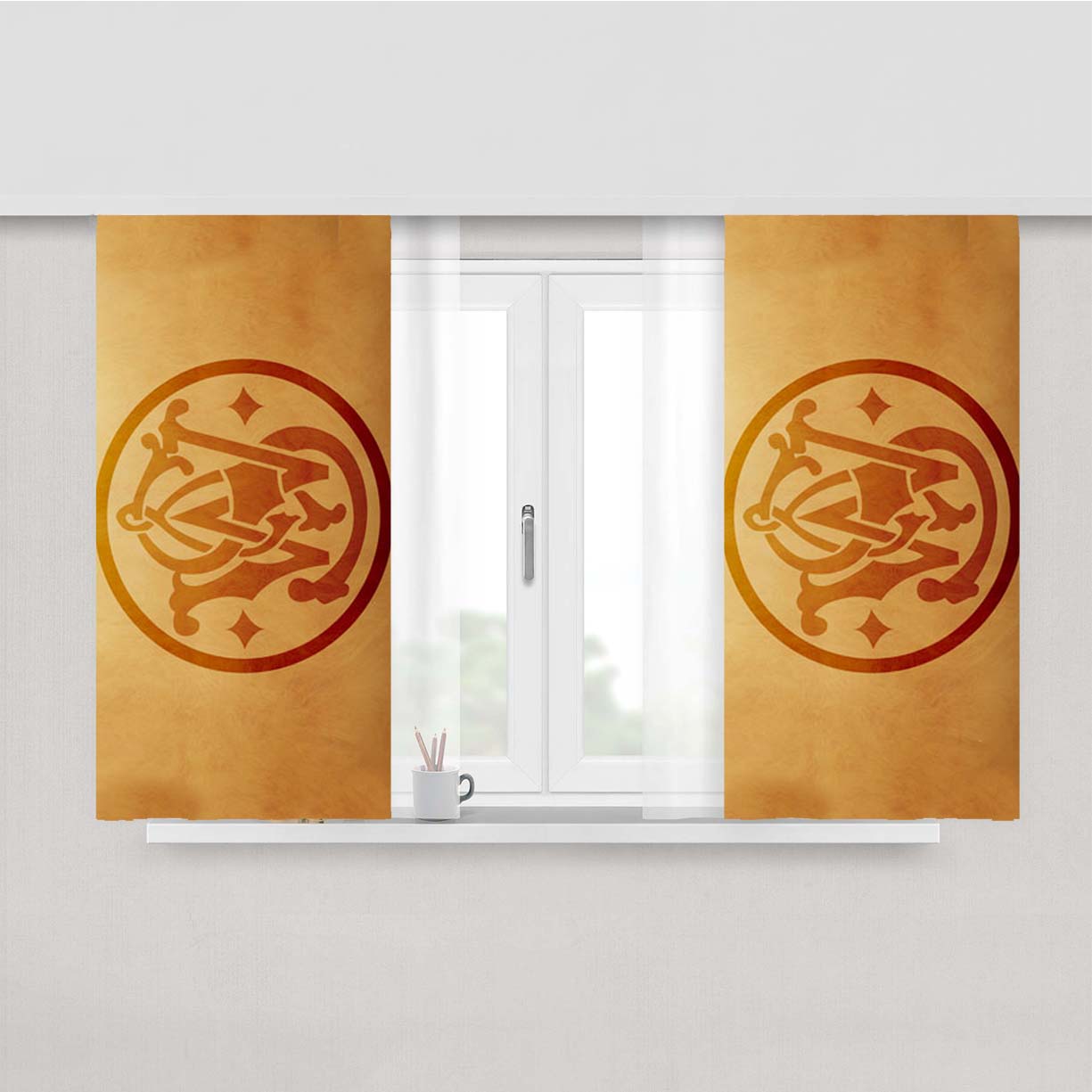 Smith And Wesson Logo Peach Skin Window Curtains