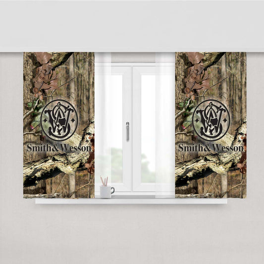Smith And Wesson Mossy Oak Logo Wallpaper Peach Skin Window Curtains