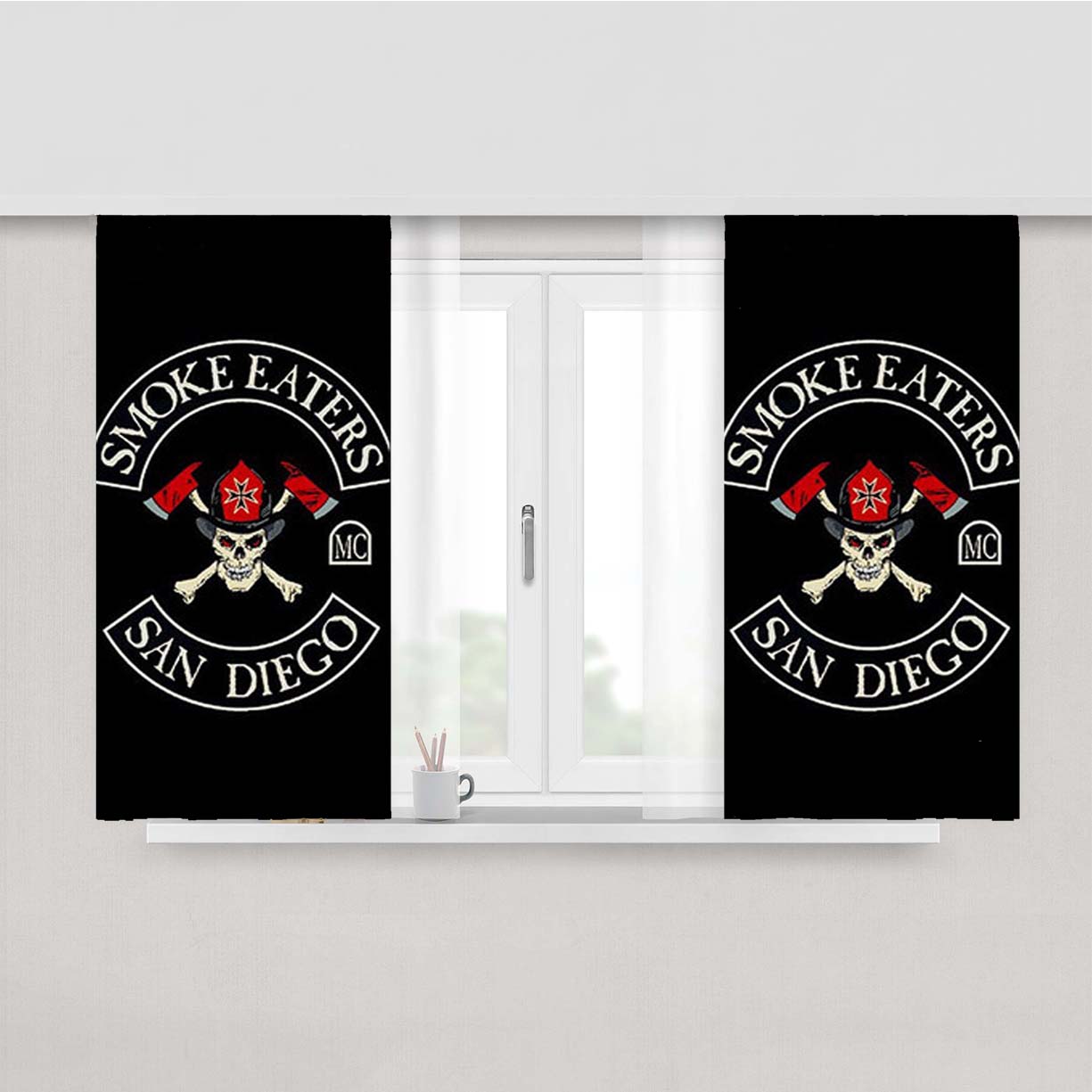 Smoke Eaters San Diego Peach Skin Window Curtains