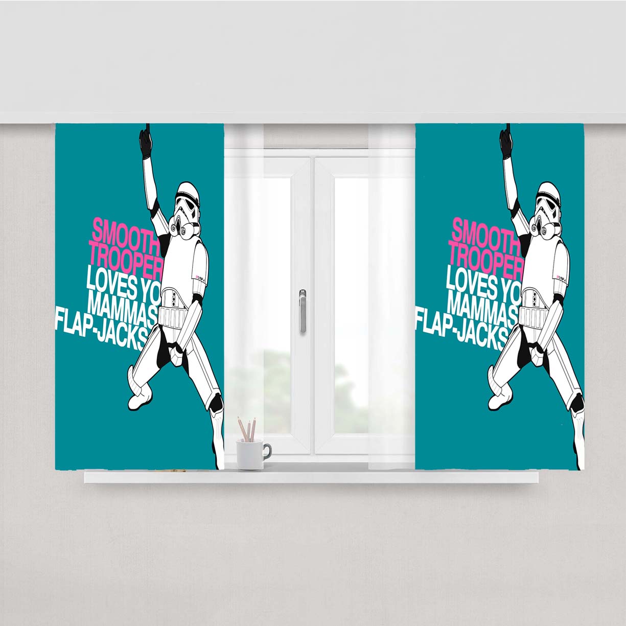 Smooth Trooper Quote Peach Skin Window Curtains
