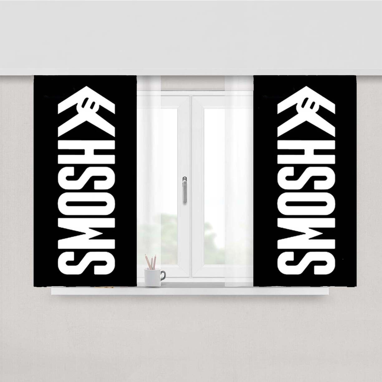 Smosh Logo Peach Skin Window Curtains