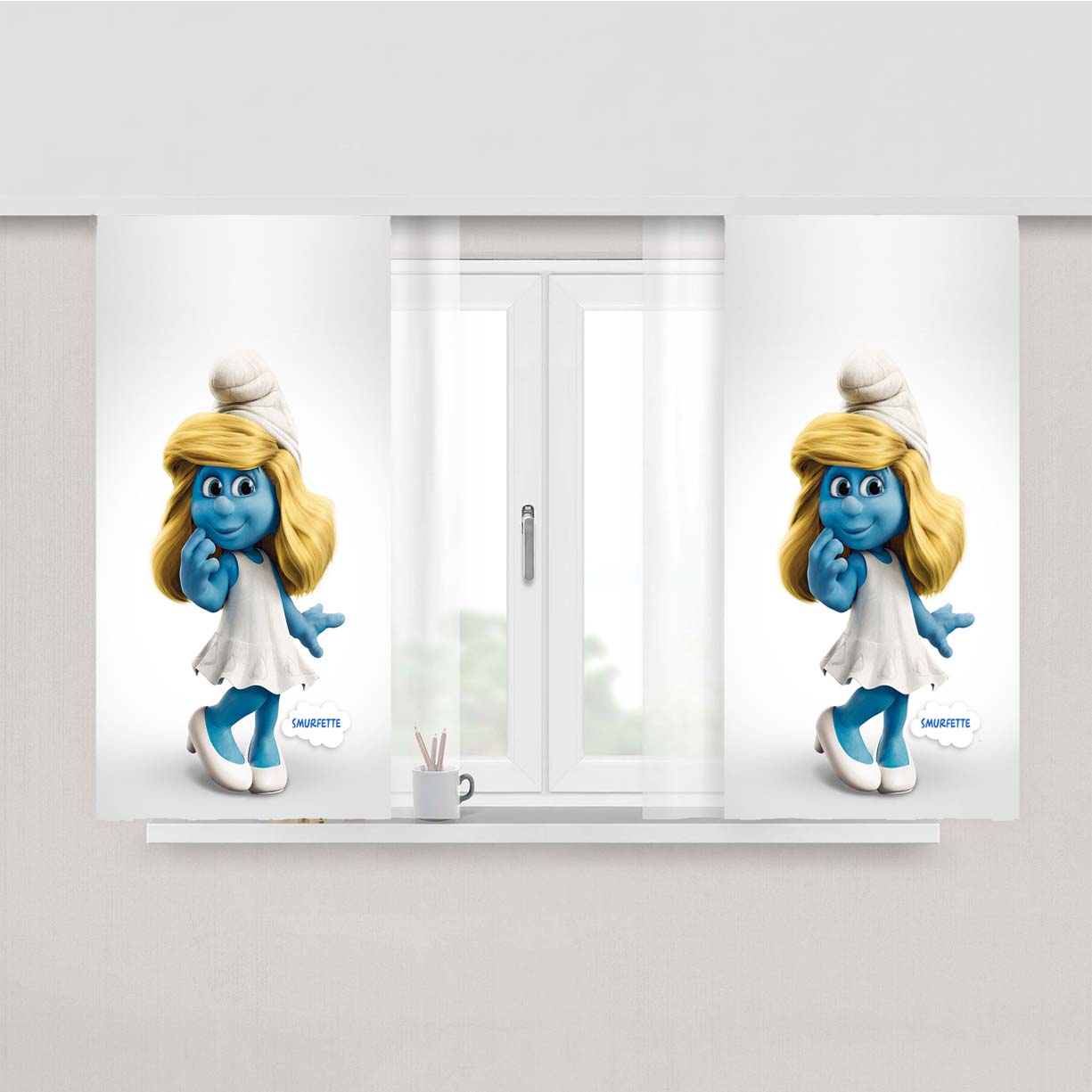 Smurfs Smurfette Peach Skin Window Curtains