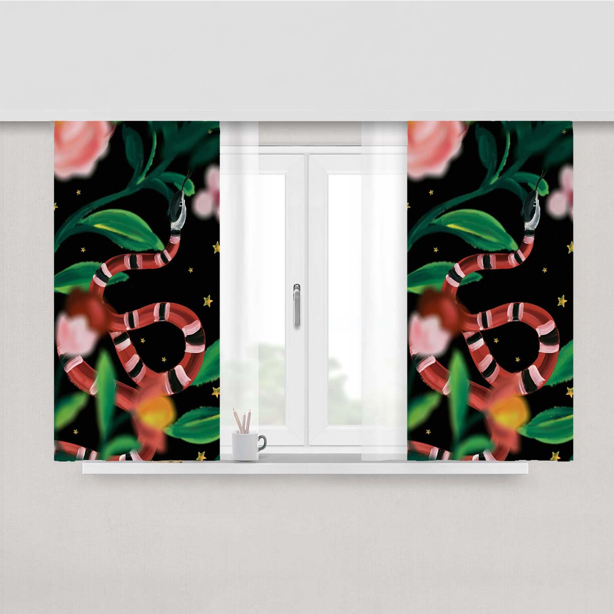 Snake Flower Peach Skin Window Curtains