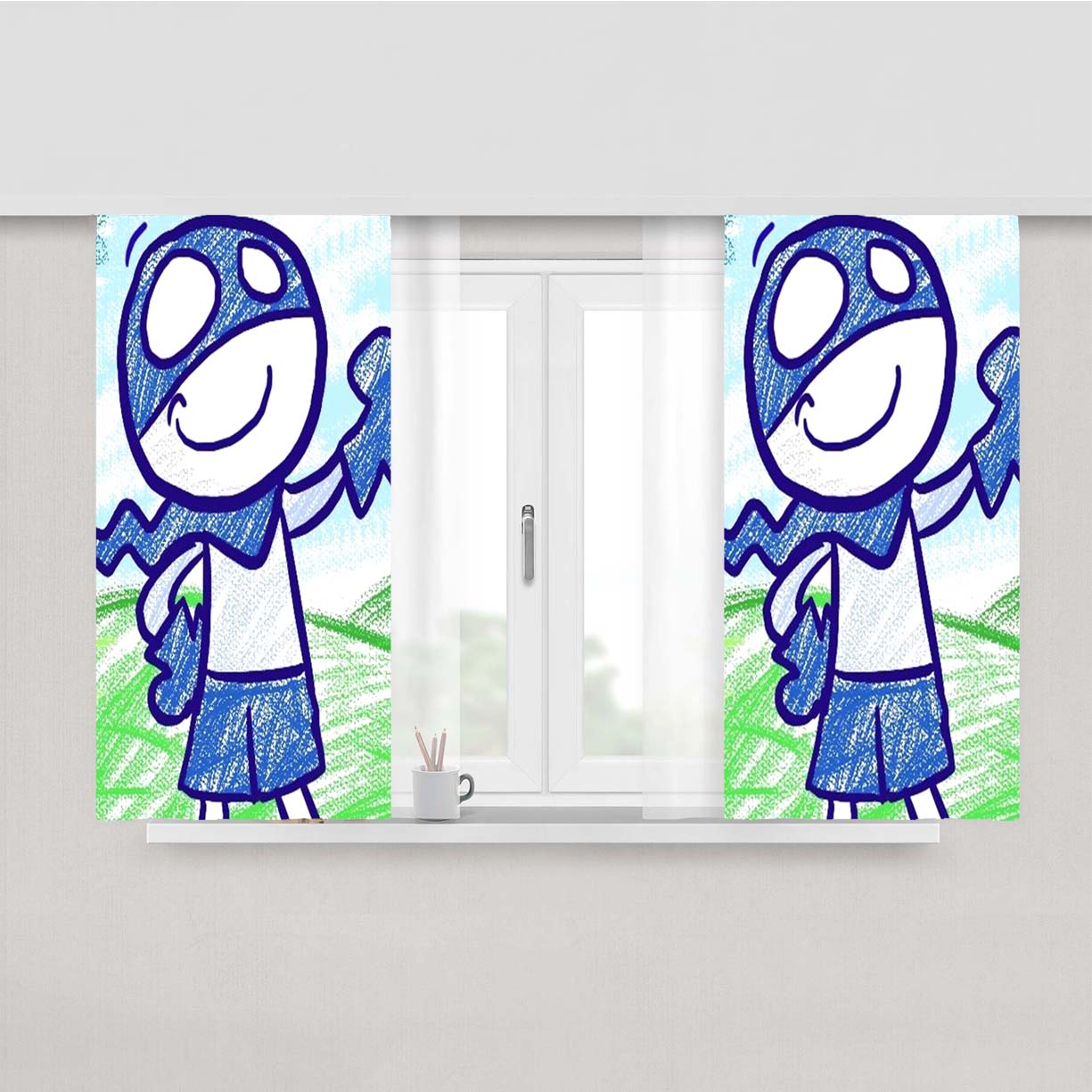 Snap The Chalkzone Master Chilhood Cartoon Peach Skin Window Curtains