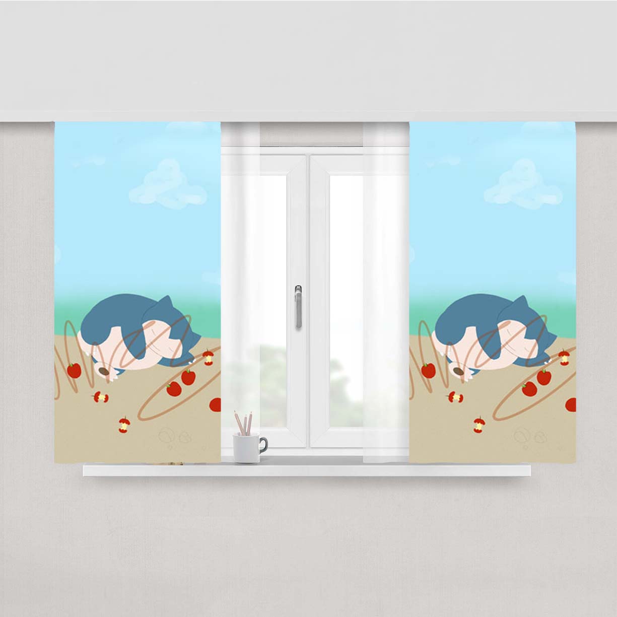Snorlax Apple Peach Skin Window Curtains