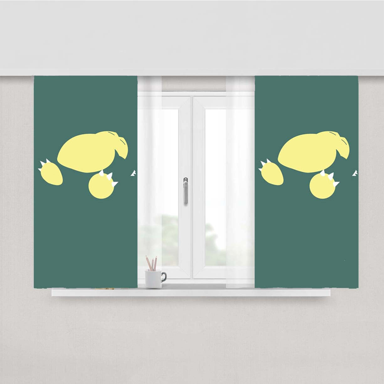 Snorlax Art Peach Skin Window Curtains