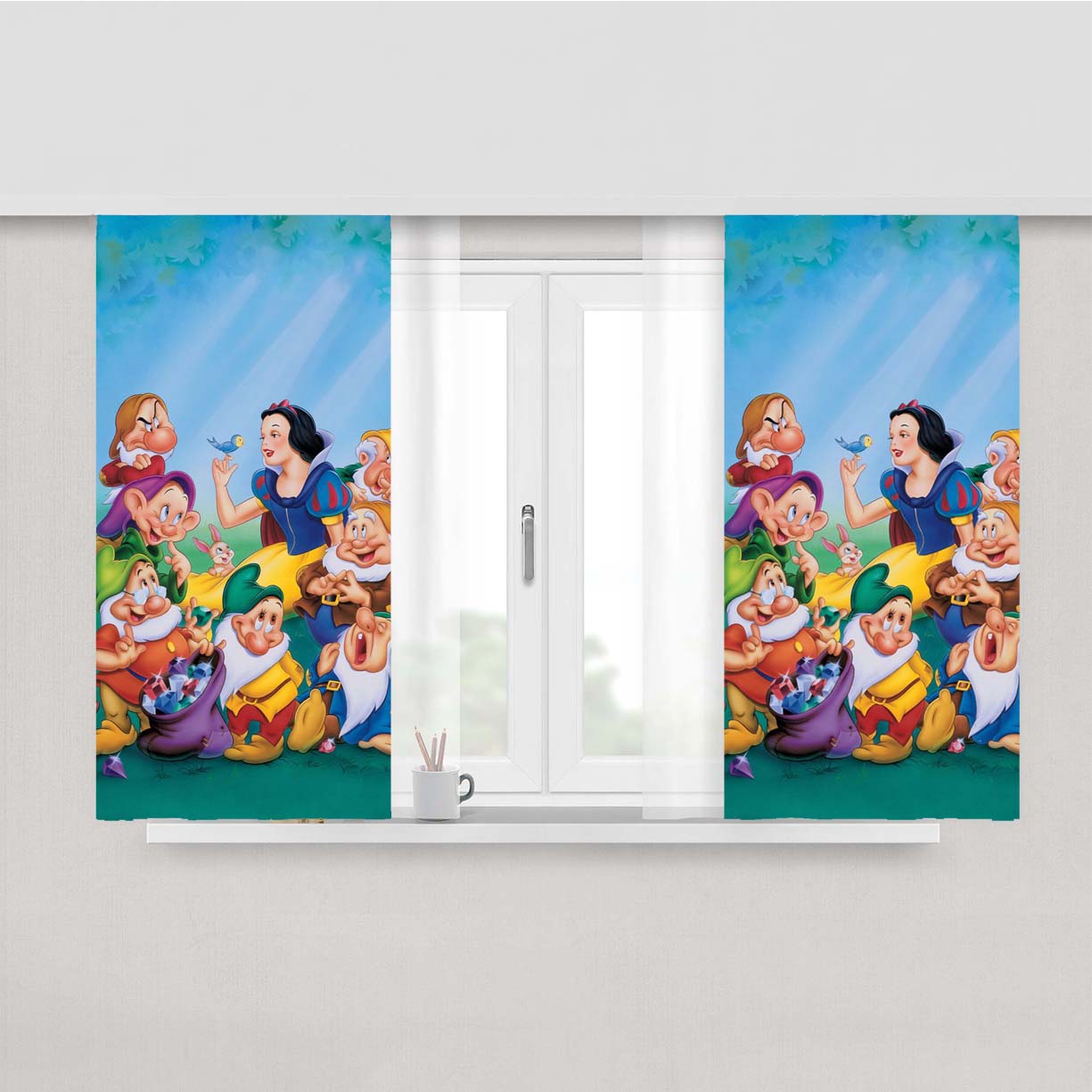Snow White And The Seven Dwarfs Peach Skin Window Curtains