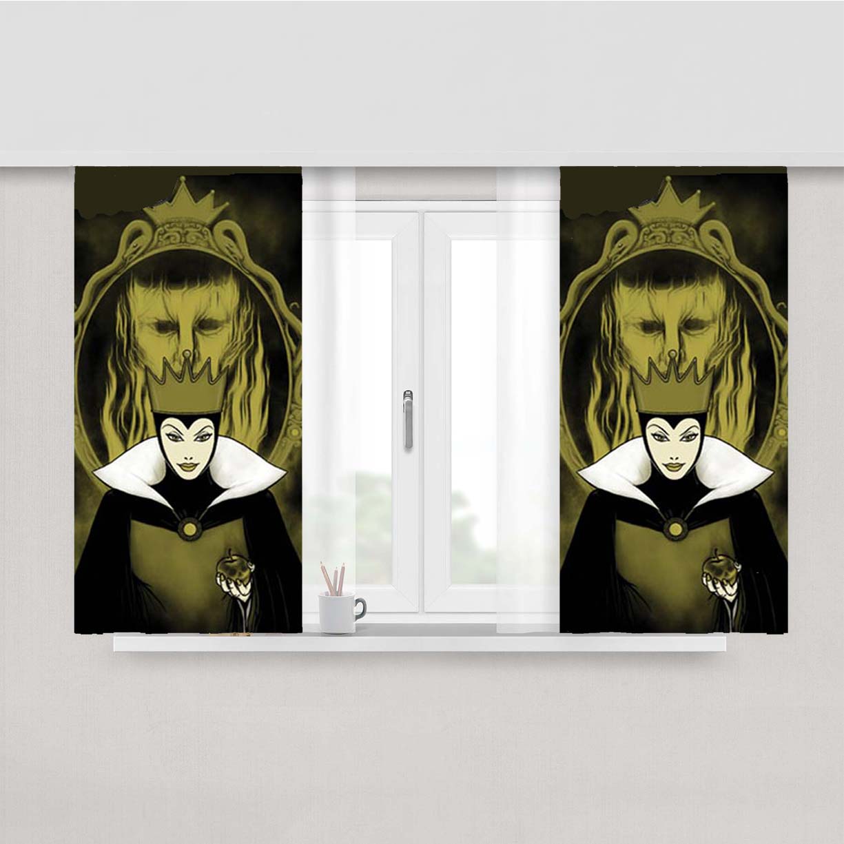 Snow White Evil Queen Mirror Peach Skin Window Curtains