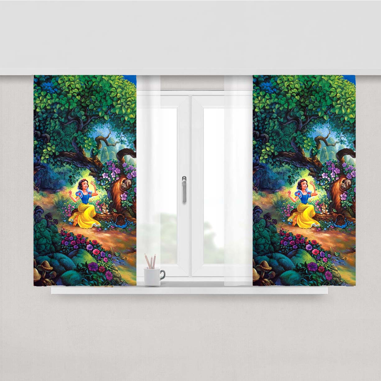 Snow White Fairy Peach Skin Window Curtains