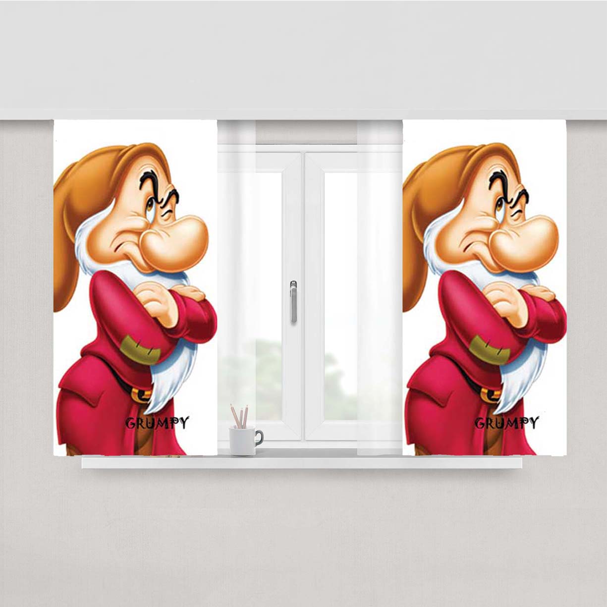Snow White Grumpy Peach Skin Window Curtains