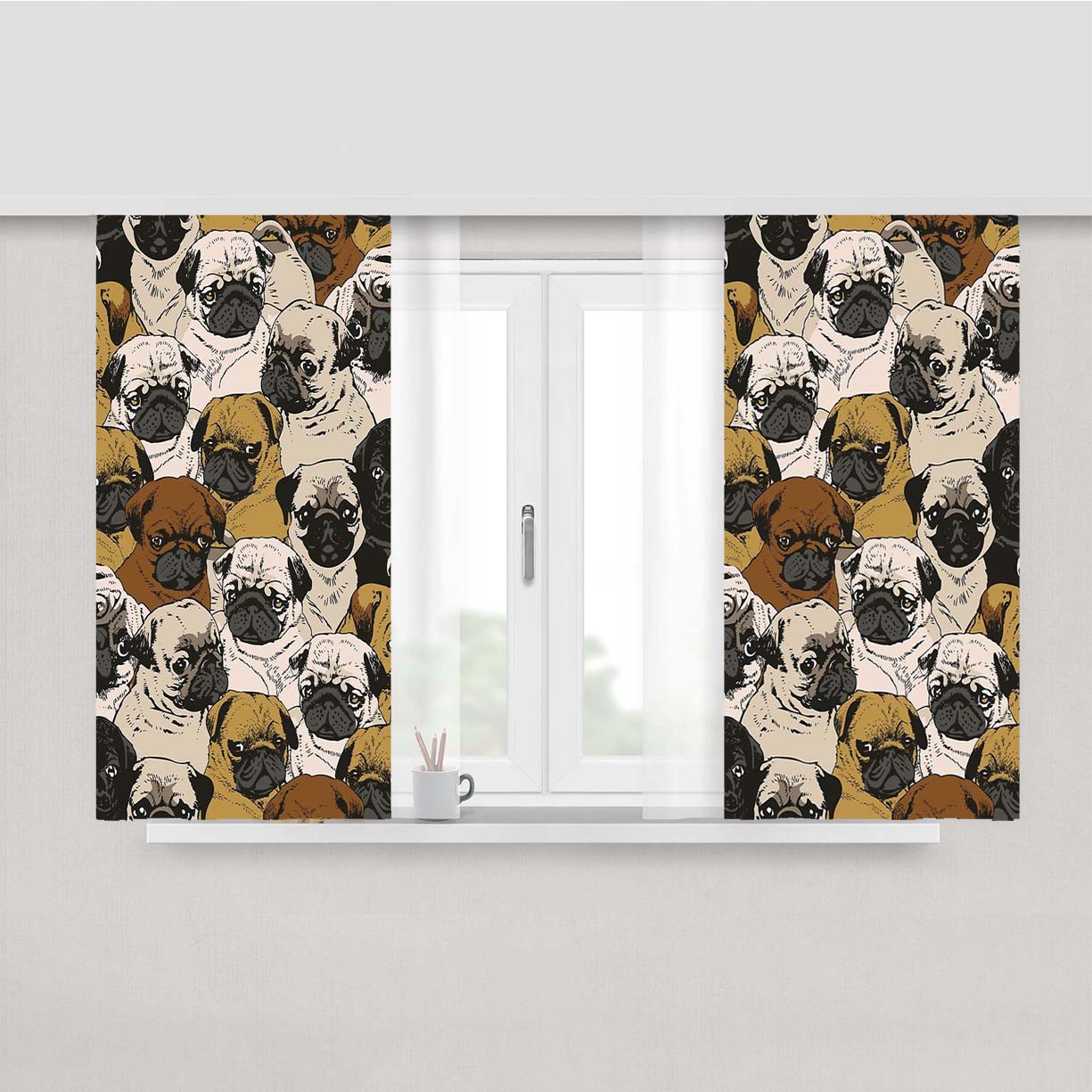 Social Pugz Peach Skin Window Curtains
