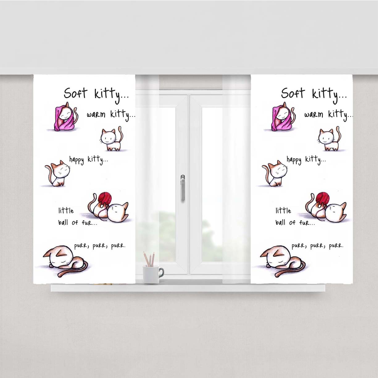 Soft Kitty Peach Skin Window Curtains