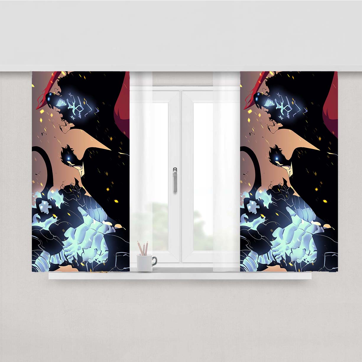 Solo Leveling Sung Jin Woo Igris Iron Peach Skin Window Curtains