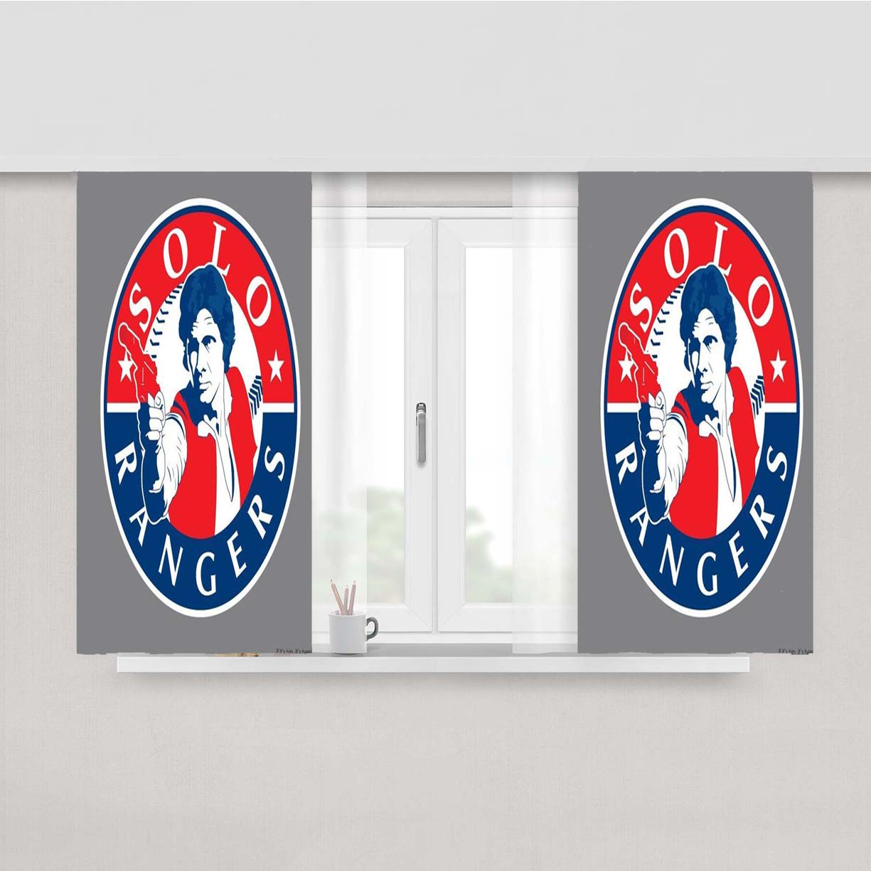 Solo Texas Rangers Peach Skin Window Curtains