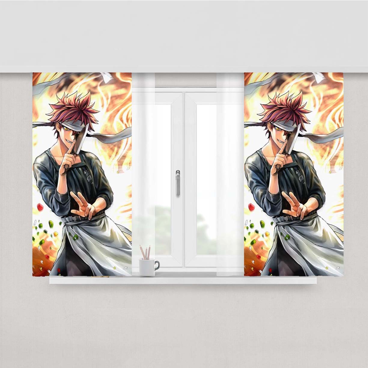 Soma Yukihira Shokugeki No Som Peach Skin Window Curtains