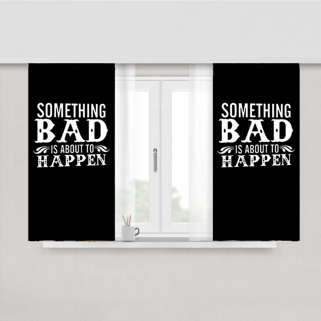 Something Bad Is About To Happen Peach Skin Window Curtains
