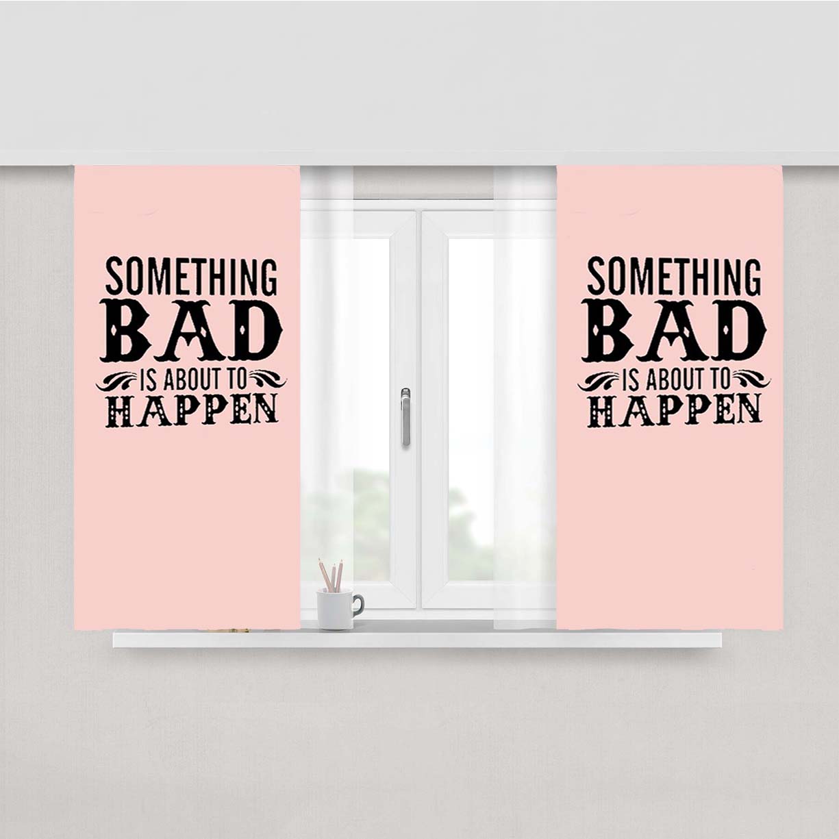 Something Bad Is About To Happen Pink Peach Skin Window Curtains