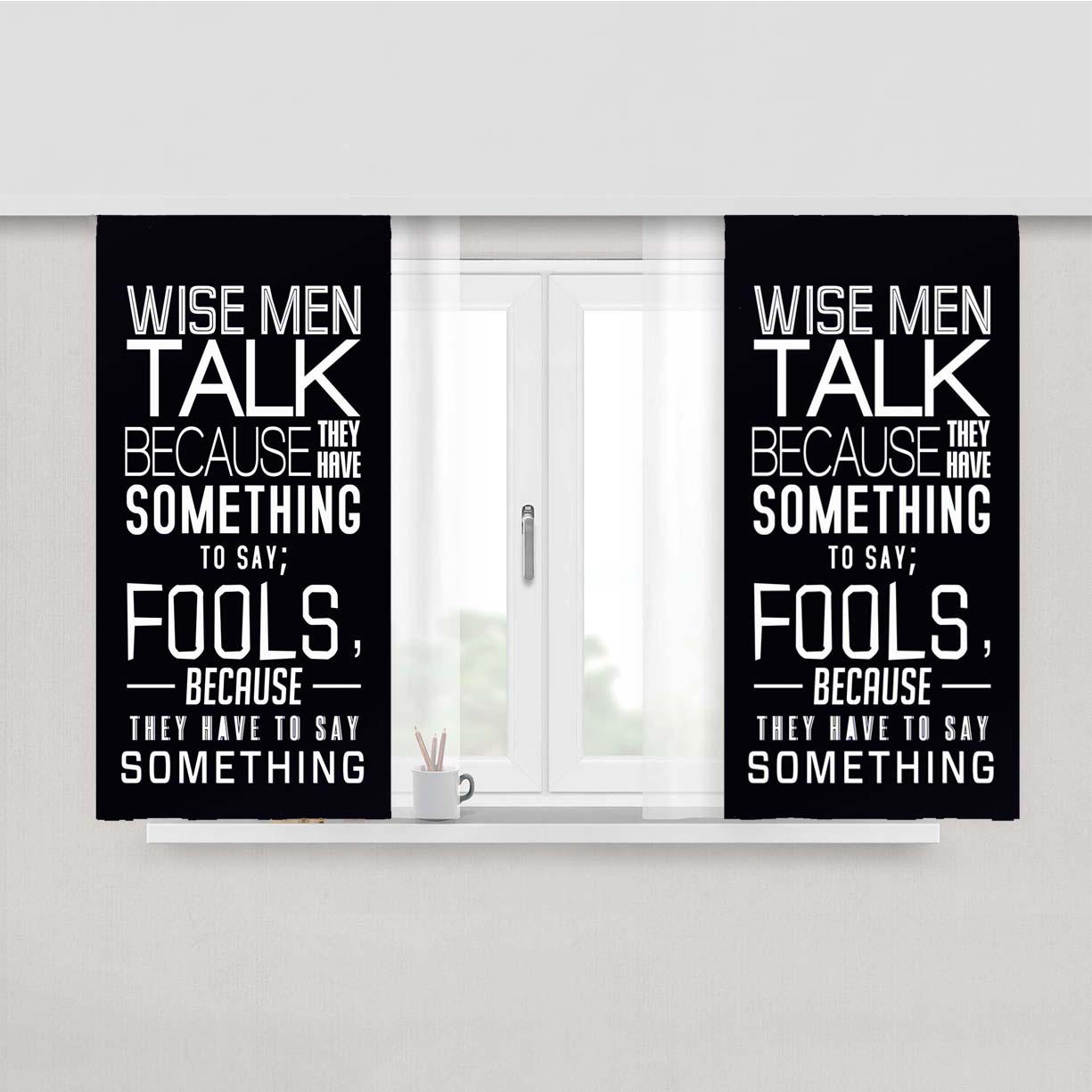 Something Quote Black Peach Skin Window Curtains