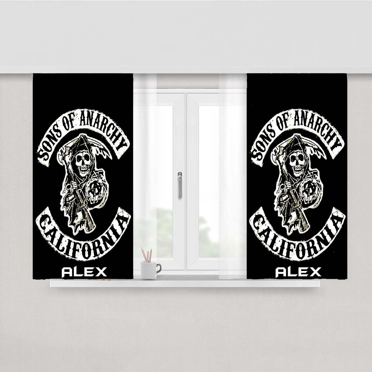 Son Of Anarchy California Alex Logo Peach Skin Window Curtains