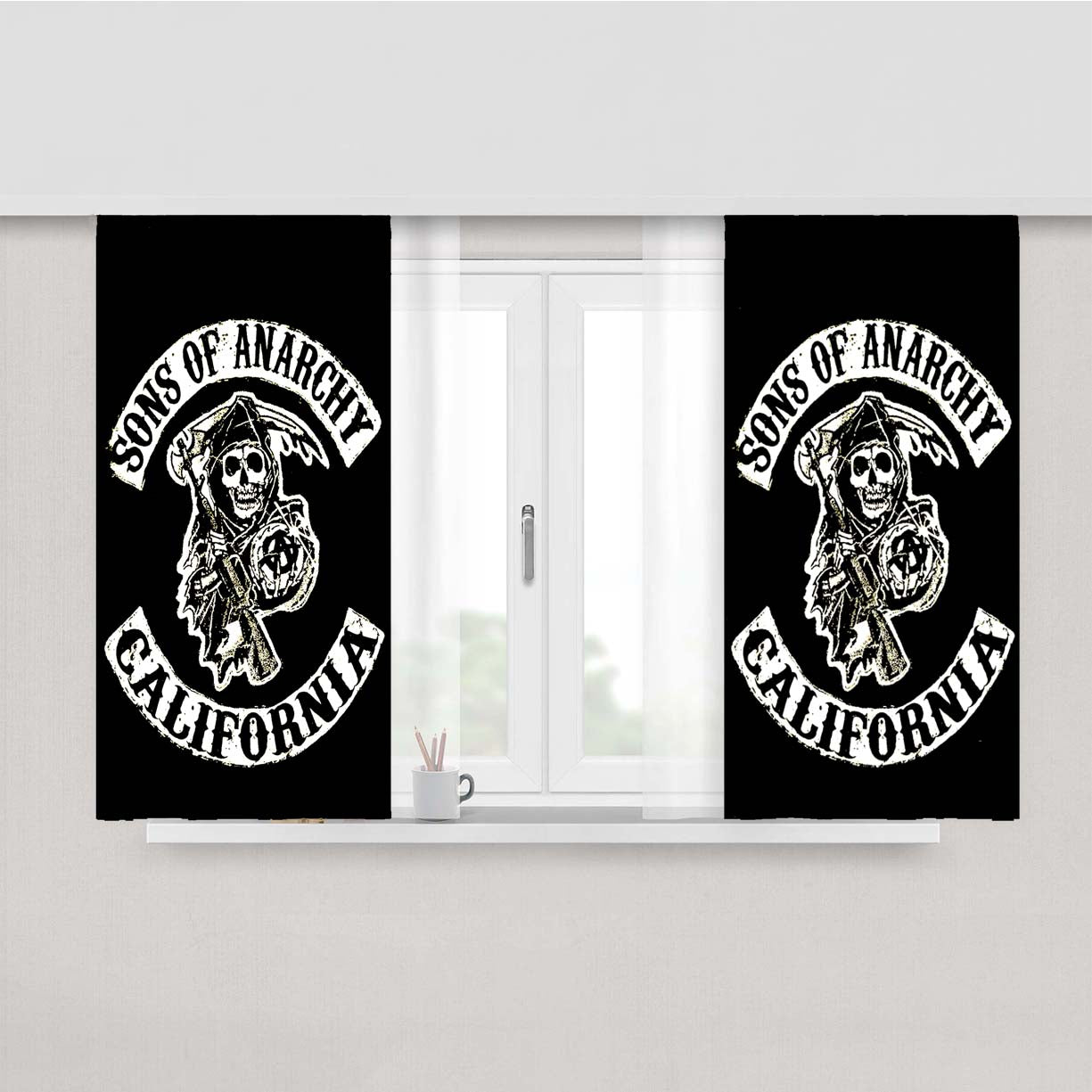 Son Of Anarchy Logo Peach Skin Window Curtains