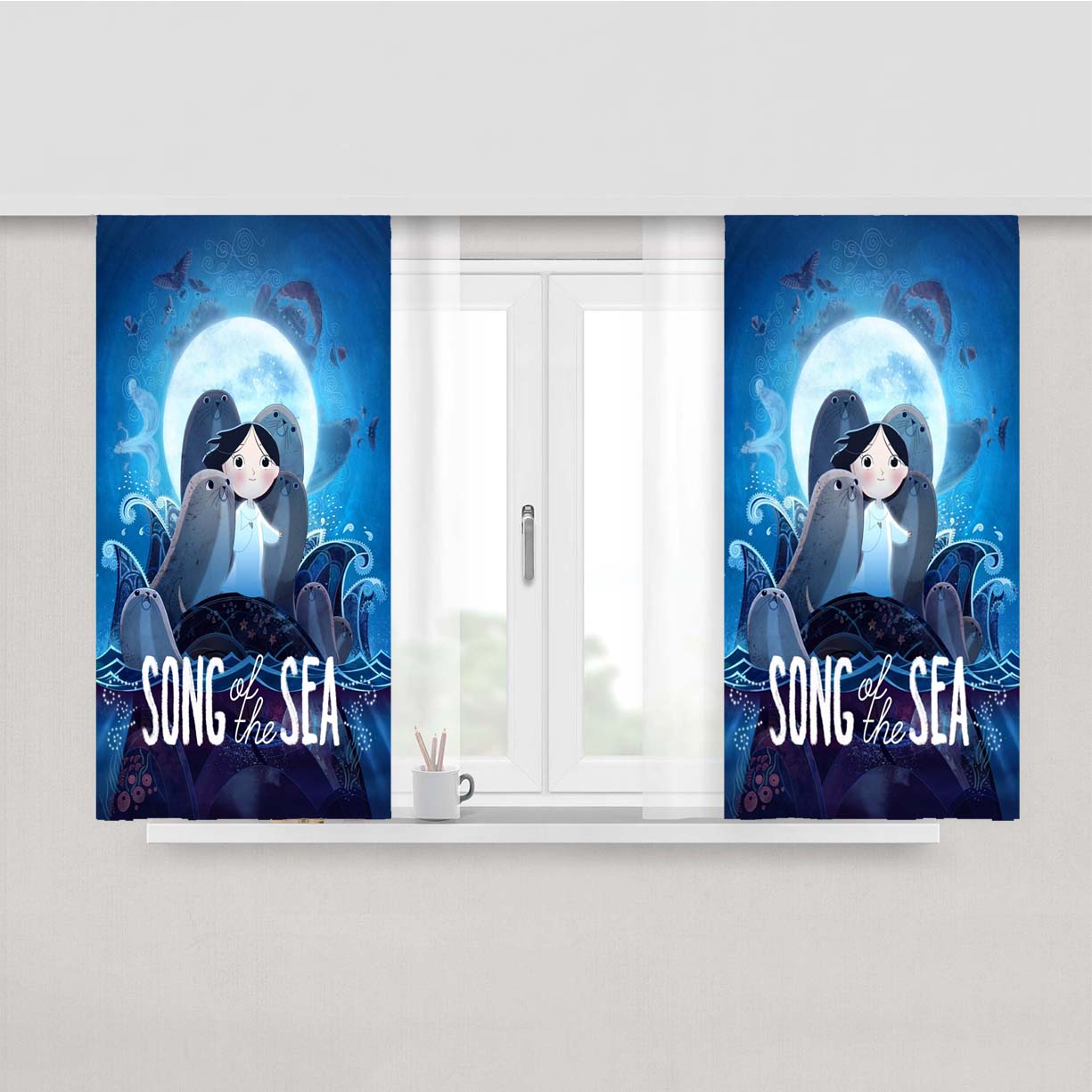 Song Of The Sea Art Peach Skin Window Curtains