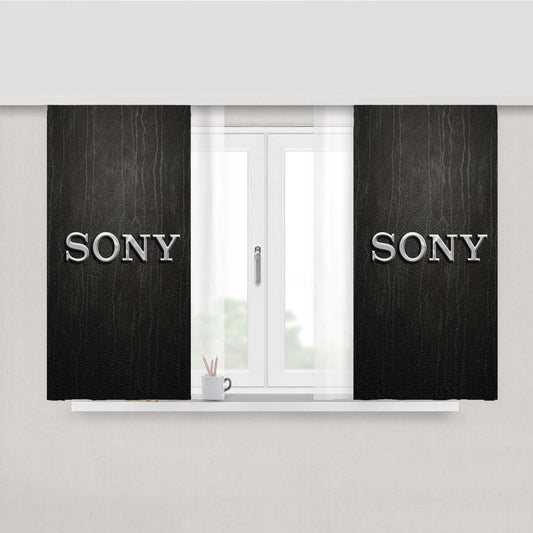 Sony Logo Black Action Peach Skin Window Curtains
