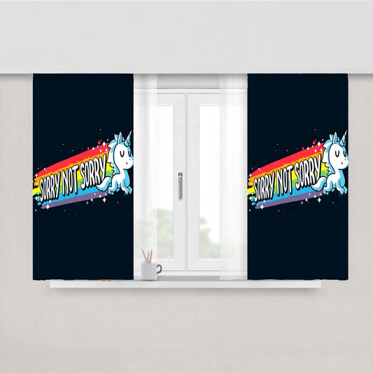 Sorry Not Sorry Unicorn Peach Skin Window Curtains