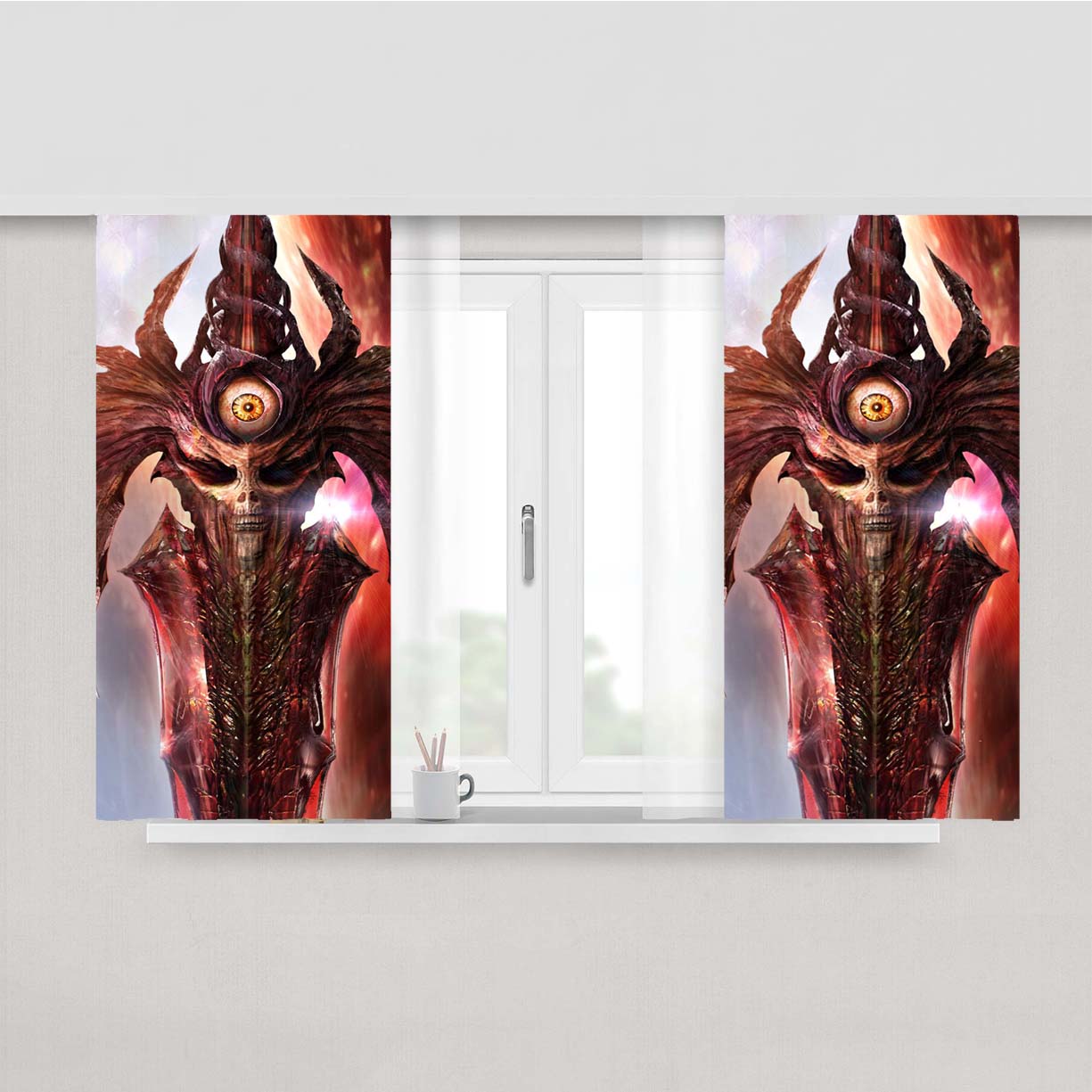 Soul Edge Red Sword Peach Skin Window Curtains
