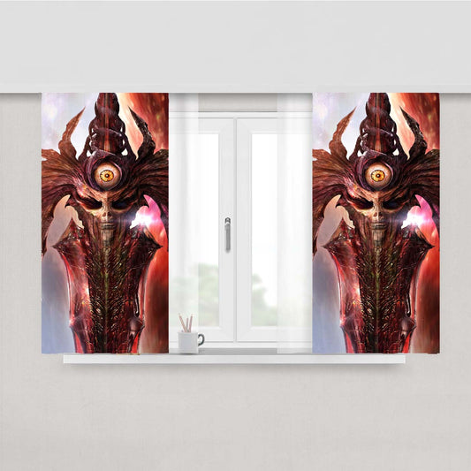 Soul Edge Red Sword Peach Skin Window Curtains
